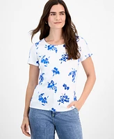 Style & Co Women's Printed Scoop-Neck Short-Sleeve T-Shirt, Exclusively at Macy's