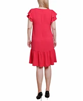 Ny Collection Women's Double Layer Flutter Sleeve Dress