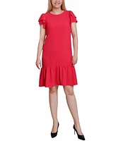 Ny Collection Women's Double Layer Flutter Sleeve Dress