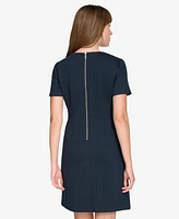 Tommy Hilfiger Petite Grid-Knit Short-Sleeve Shift Dress