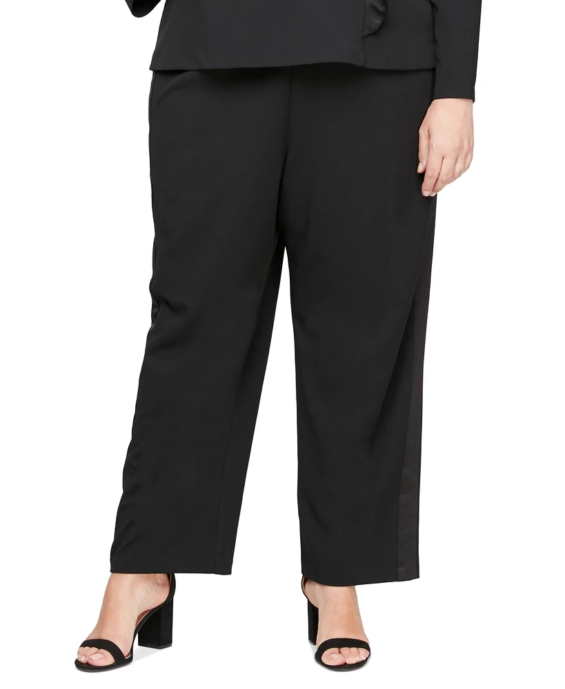 Alex Evenings Plus Satin Tuxedo Stripe Pants