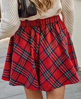 Cupshe Women's Red Plaid A-Line Mini Skirt