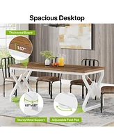 Tribesigns Large Office Computer Desk with Extra Thick Wooden Tabletop and Metal Frame, 63 Inch Executive Desk for Home Office