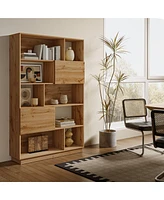 LuxenHome 8-Shelf and 2-Cabinet Tall Bookcase with Doors