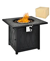 Givimo 32 Inch Propane Fire Pit Table Square Tabletop with Lava Rocks Cover 50000 Btu