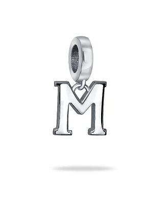 Bling Jewelry Dangle Block Letter A-z Alphabet Initial Charm Bead For Women Solid .925 Sterling Silver Fits European Bracelet