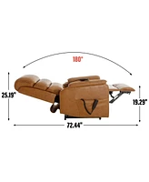 Brown Leatheraire Dual Motor Infinite Position Up to 350 Lbs Power Lift Recliner Chair with Power-Remote, Heat Massage and Heavy Duty Motion Mechanism