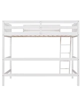 Slickblue Solid Wood Twin Loft Bed with Ladder - Space-Saving Elevated Bed Frame for Kids' or Teens' Bedroom