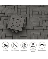 Streamdale Furniture Wood Plastic Composite Deck Tiles Set of 20pcs, Composite Decking Resist Rust, Patio Flooring Outdoor Waterproof