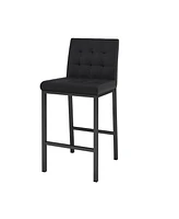Modern design High stool Metal legs Kitchen Restaurant Black pu bar chair, black spray painted chair legs, suitable for bar Cafe restaurant (set of 2)