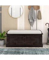Slickblue Storage Bench with 4 Doors and Adjustable Shelves Versatile Storage Solution for Any Room