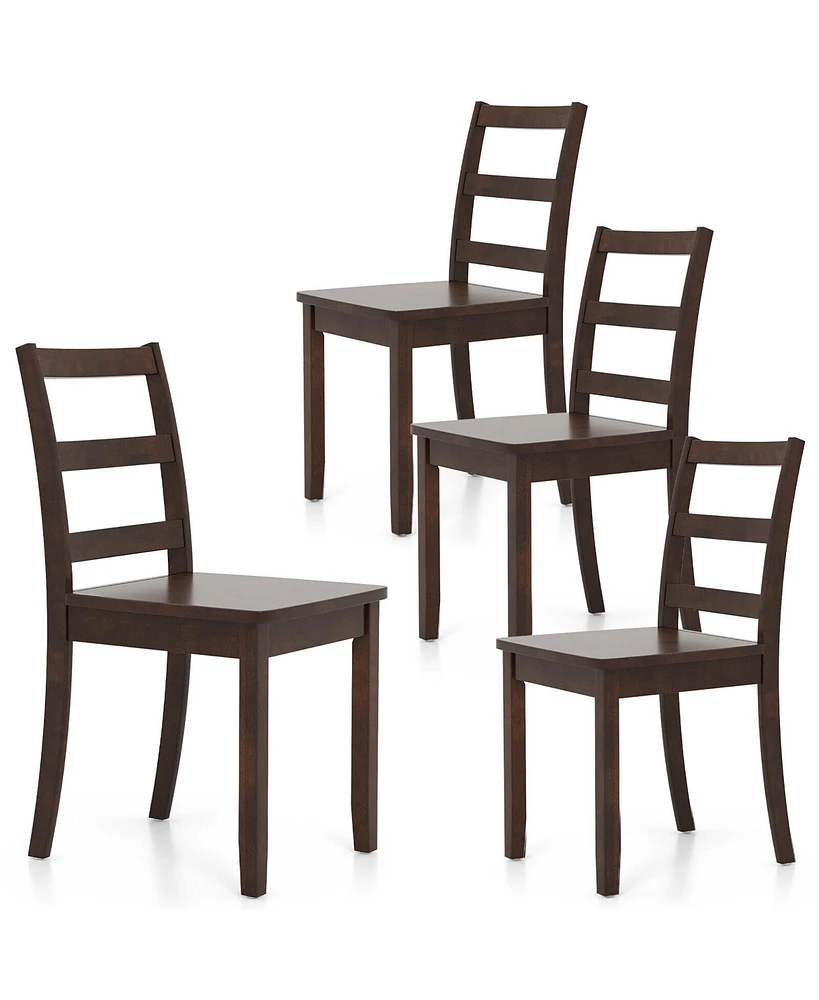 Gymax Set of Dining Chairs Ladder Back Armless Side Chair w/ Solid Rubber Wood Legs
