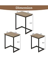 Gymax 3 Pcs Nesting Coffee End Table Set Stacking Side Nightstand Living Room Rustic