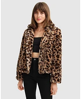 Belle & Bloom Women's Last Call Leopard Faux Fur Jacket