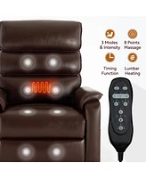 Streamdale Furniture Brown Leatheraire Dual Motor Infinite Position Up to 350 Lbs Power Lift Recliner Chair with Power