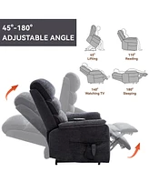 Streamdale Furniture Grey Chenille Dual Motor Infinite Position Up to 350 Lbs Power Lift Recliner Chair with Power