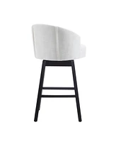 33.25" Swivel Counter Stools Set of 2, Upholstered Counter Height Bar Stools with Solid Rubber Wood Frame, Backrest, Footrest, Armless Barstools
