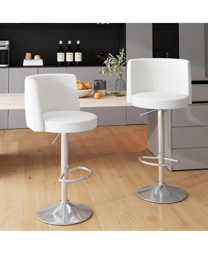 Streamdale Furniture Steel Bar Stools,Grade Modern Leather Bar Chair with Backrest,Swivel Adjustable Height for Kitchen Counter and Dining Room