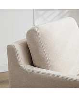 29.92'' Swivel Accent Chair, Upholstered Skirted Swivel Chair with Removable Back Cushion, 360 Degree Comfy Armchair for Living Room, Nursery, Lounge