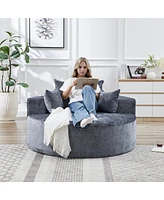 55''L Chenille Sponge single sofa,No Assembly Required,Fluffy Modern Sleeper Chair for Living room, Bedroom