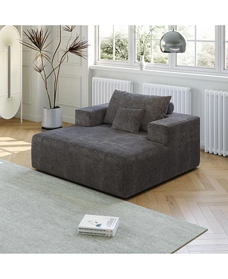 55-inch Chenille Sponge Sofa Lounge Chair,No Assembly Required,Fluffy Modern Sleeper Chair for Indoor Living Room Bedroom