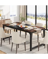 Tribesigns 71"x31.5" Dining Table, Industrial for 6-8 Person, Rectangular Dinner Table for Dining Room Kitchen Living Room, with Heavy Duty Metal Legs