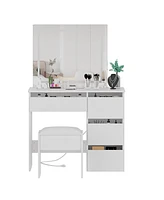 gaomon Vanity Desk, Makeup Vanity Desk, Light Mirror and Power Outlet