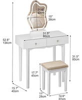 gaomon Vanity Desk with Stool, Makeup Vanity Desk with Touch Light Mirror