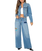 Von Dutch Women's Logo Patch Wide-Leg Jeans