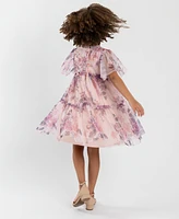 Rare Editions Little Girls Shimmer Floral Mesh Dress