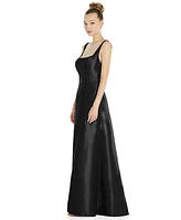 Alfred Sung Plus Size Sleeveless Square-Neck Princess Line Gown with Pockets