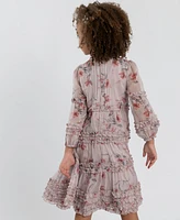 Rare Editions Little Girls Pleated Floral Chiffon Dress