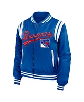 Wear by Erin Andrews Women's Blue New York Rangers Baller Full-Zip Bomber Jacket