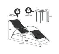 gaomon Outdoor Patio Chaise Lounge Set of 2, 3 Pieces Pool Lounge Chairs with Arm & Side Table, Beach Sunbathing Lawn Aluminum Chairs for Outside