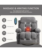 Boyel Living Swinging Velvet Recliner Massage Heated Sofa with Usb and Cup Holder