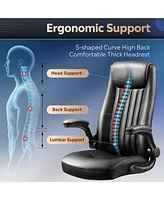 Galaxhero Computer Office Chair, High Back Ergonomic Desk Chair with Adjustable Flip-up Armrests, Lumbar Support and Thick Headrest, Executive Suede F