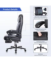 Boyel Living Office Chair with Footrest Ergonomic Executive High Back Reclining Leather Chair with Lying Adjustable