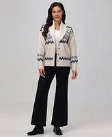 Frye Women's Fringe-Trim Fair Isle Shawl-Collar Cardigan