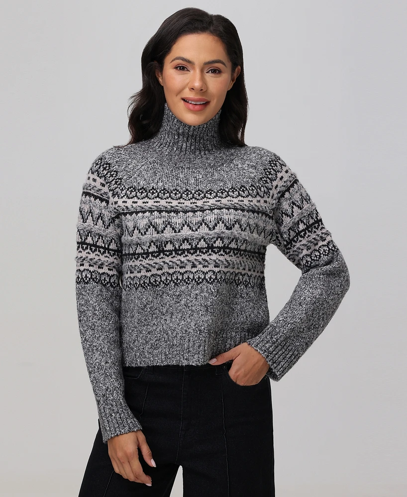 Frye Women's Turtleneck Faur Isle Pull-Over Sweater