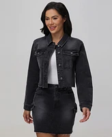 Frye Women's Cropped Cut-Off Button-Front Denim Jacket