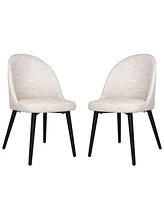 Slickblue Set of 2 Classic Dining Chairs Modern Pu Leather Mid Back Side Chairs with Stainless Steel Legs