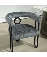 Contemporary Designed Chenille Fabric Upholstered Accent/Dining Chair/Barrel Side Chairs Kitchen Armchair for Living Room set of 1 ( Chenille