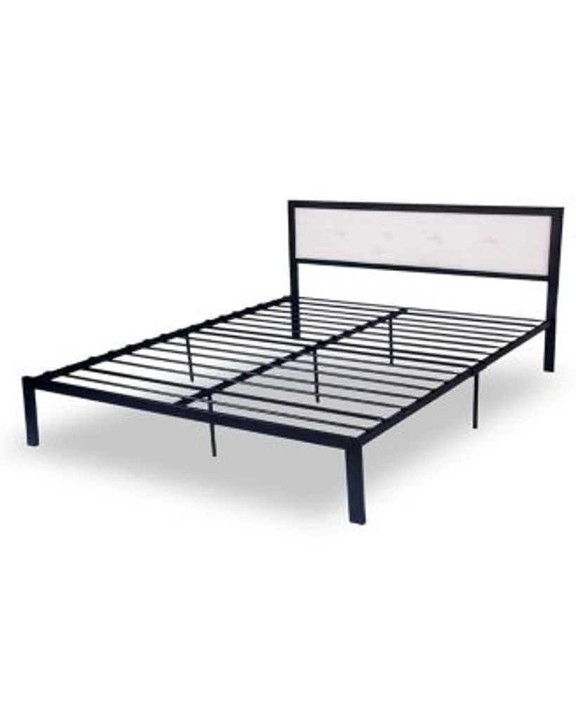 Slickblue Modern Queen Size 9-Legs Stable Metal Bed Frame Full with Upholstered Headboard Mattress Base