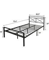 Slickblue Full-Size Platform Bed with Headboard Stylish and Sturdy Design for Comfortable Sleeping