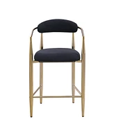 Streamdale Furniture Modern Boucle Bar Stools Set of 2 Modern Upholstered Bar Height Barstools Vintage High Island Chairs with Metal Frame/Back/Arms f
