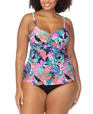 Raisins Curve Trendy Plus Size Aries Underwire Tankini Top Costa Ruched Bikini Bottoms