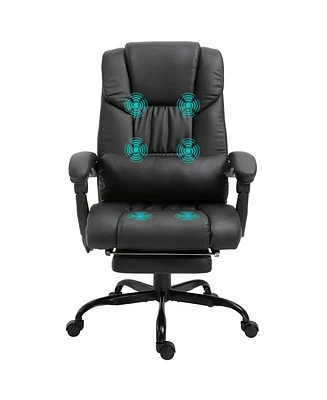 Streamdale Furniture Vinsetto High Back Massage Office Chair with 6 Vibration Points, Pu Leather Reclining Computer Chair, Ergonomic Office Chair with