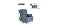 Streamdale Furniture Recliner Chair Massage Heating sofa with Usb and side pocket 2 Cup Holders (Blue)