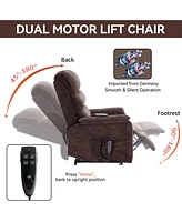 Chenille Dual Motor Infinite Position Up to 350 Lbs Power Lift Recliner Chair with Power-Remote