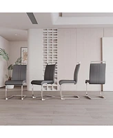 Modern Dining Chairs,Pu Faux Leather High Back Upholstered Side Chair with C-shaped Tube plating Metal Legs for Dining Room Kitchen Vanity Patio Club